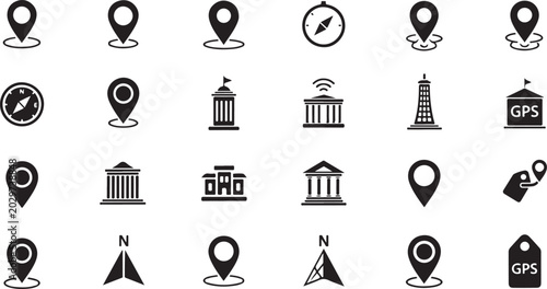 Collectionofnavigationiconsonwhitebackground