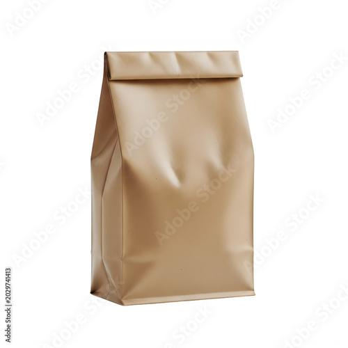 Brown paper bag standing upright empty