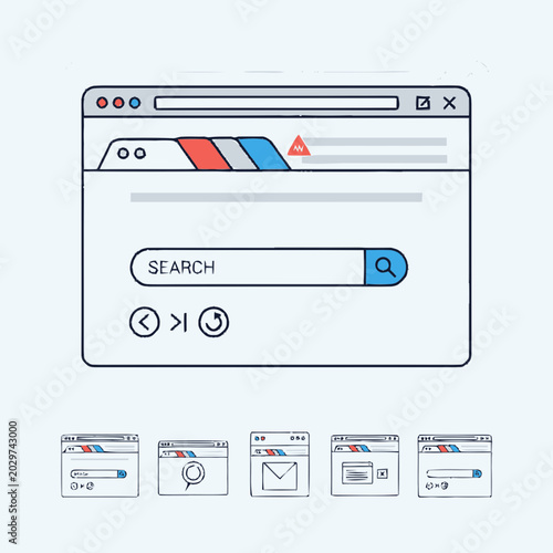 Browser window with search bar.