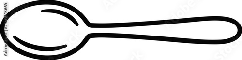 Bild auf Leinwand Simple spoon outline, black and white minimalist drawing, kitchen utensil icon
