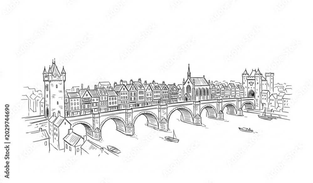 Obraz premium London Bridge hand drawn sketch doodle landmark travel vector illustration