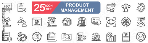 Tableau sur toile product management set of web icons in line style
