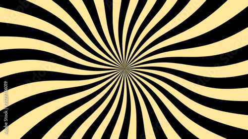 Obraz na płótnie A mesmerizing optical illusion pattern featuring black and yellow stripes radiating from a central point, creating a sense of depth and visual distortion