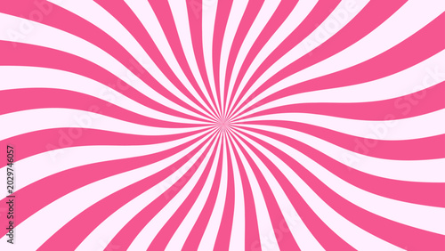 Tableau sur toile High-resolution image featuring a clean, symmetrical radial pattern composed of alternating pink and white stripes, creating a vibrant sunburst effect on a smooth background