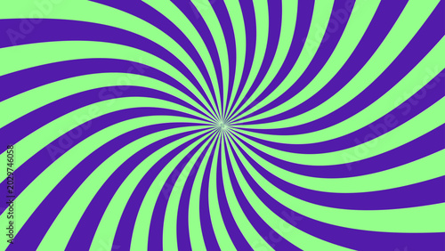 Принти на полотні A mesmerizing optical illusion pattern featuring vibrant purple and green stripes radiating from a central point, creating a sense of depth and visual disorientation