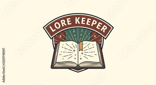 Tableau sur toile Lore Keeper Fantasy Magic Book Badge Emblem