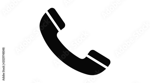 Tableau sur toile telephone handset icon black silhouette on white background