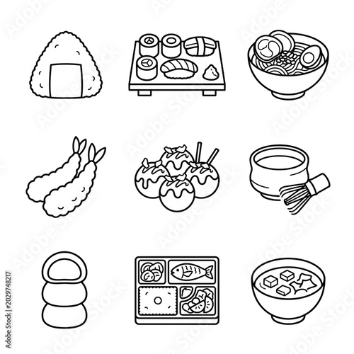 Konstfotografi Variety of Japanese Food Dishes.