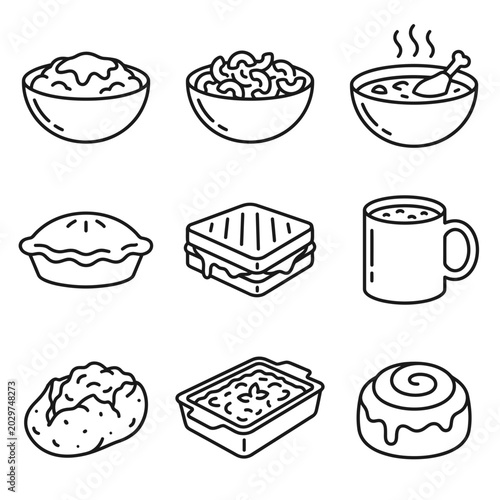 Slika na platnu Variety of food and drink items.