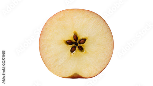Quadro su tela Cross section of a red apple showing seeds and flesh, isolated on transparent ba