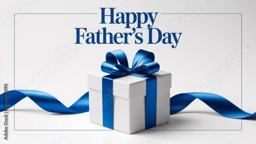Gift box with blue ribbon and bow featuring text for Father's Day celebration in this professional high quality graphic image