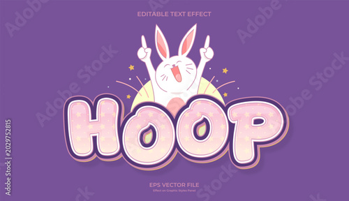 decorative happy rabbit editable text effect design