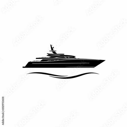 Modern Monochrome Sailboat Yacht Logo Design with Flowing Sea Waves for Premium Maritime Branding Identity