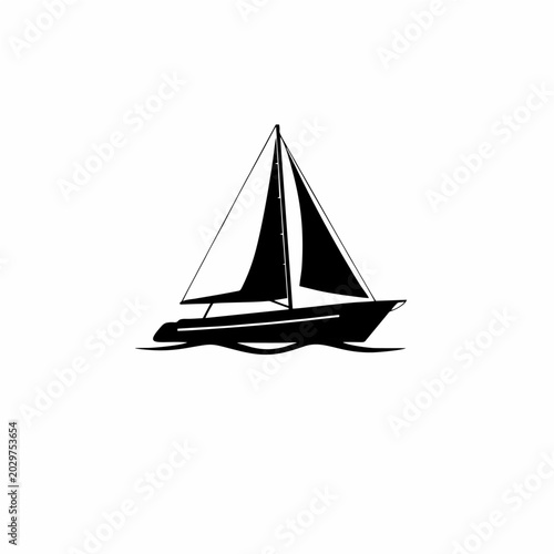 Modern Monochrome Sailboat Yacht Logo Design with Flowing Sea Waves for Premium Maritime Branding Identity