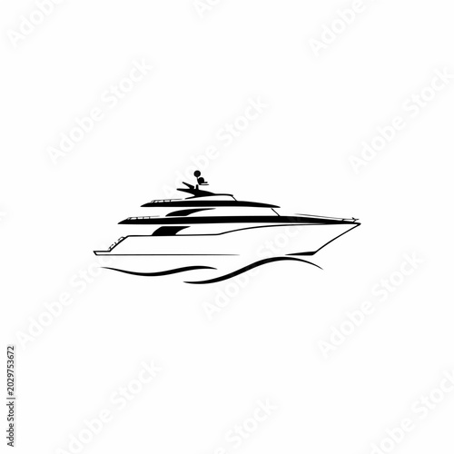 Modern Monochrome Sailboat Yacht Logo Design with Flowing Sea Waves for Premium Maritime Branding Identity