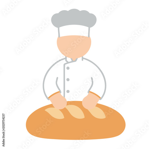 Illustration of a baker with a hat kneading bread to make something delicious