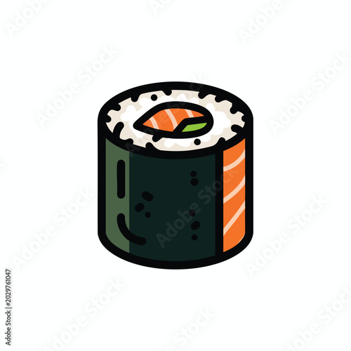 Cartoon Style Maki Sushi Roll Illustration.