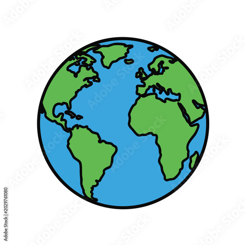 A simple flat vector illustration of the Earth globe.