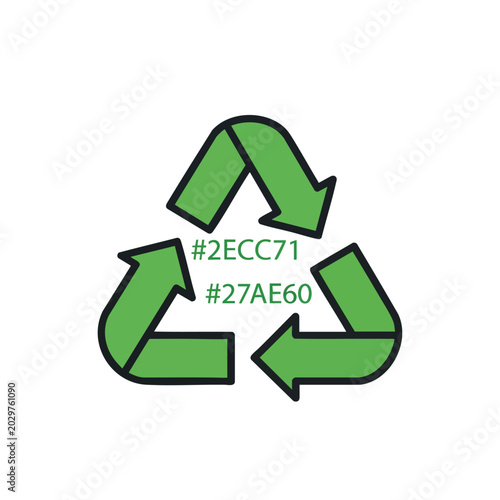 Green Recycling Symbol Icon With Hex Color Codes.