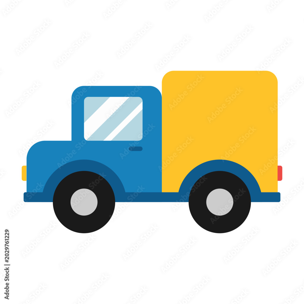 Naklejka premium Colorful Cartoon Delivery Truck Icon Isolated on Transparent Background