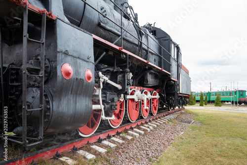 Bilde på lerret Historical steam locomotives are part of the exhibition at the Russian Steam Locomotive Museum in Nizhny Novgorod