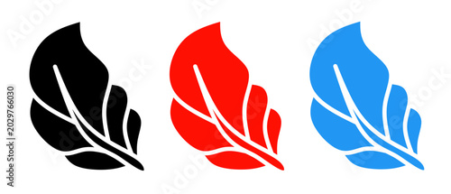 Canvastavla Leaves icon illustration set with colorful. Stock vector.