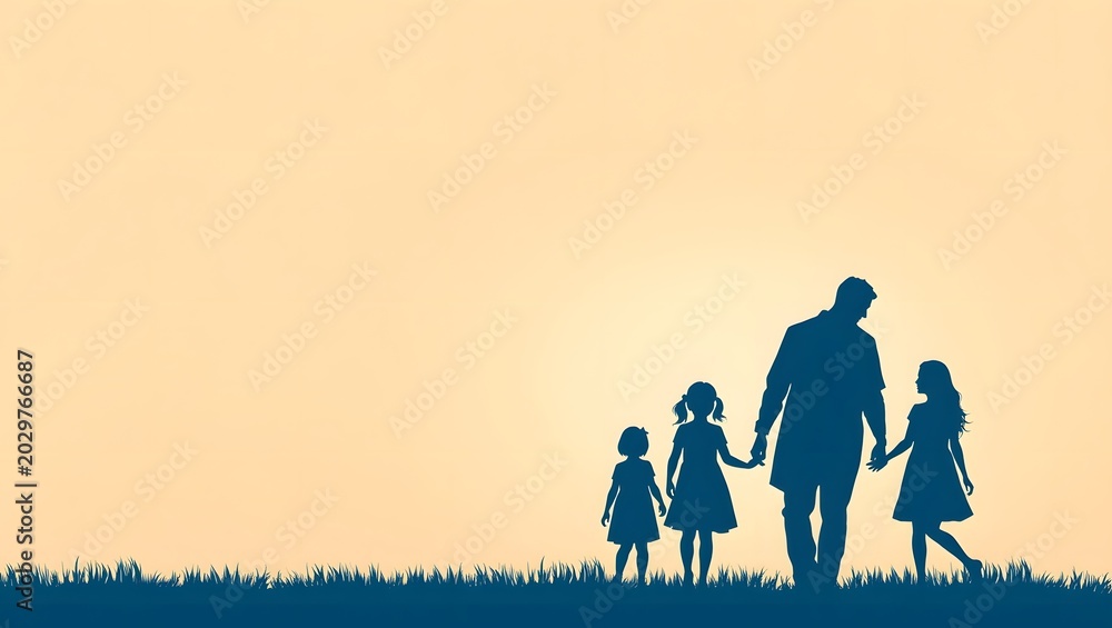 Fototapeta premium Beautiful Sunset Silhouette – People Family Couple Sun Sky Love Nature Child Happiness Beach