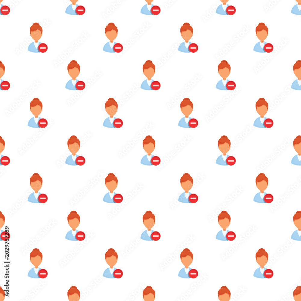 Fototapeta premium Seamless pattern showing deleting female user icons on a white background