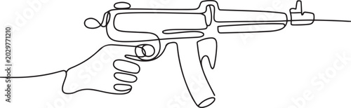 Cuadro en lienzo Continuous one line drawing of Hand holding gun