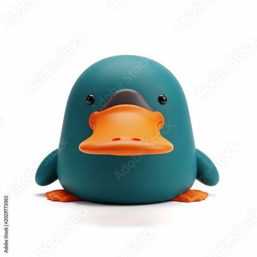 Adorable teal platypus character with orange beak