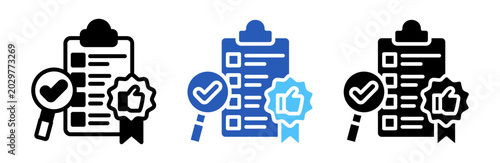 Quality Evaluation Icon Collection Glyph & Mixed Style 