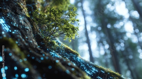 Forest landscape with glowing elements