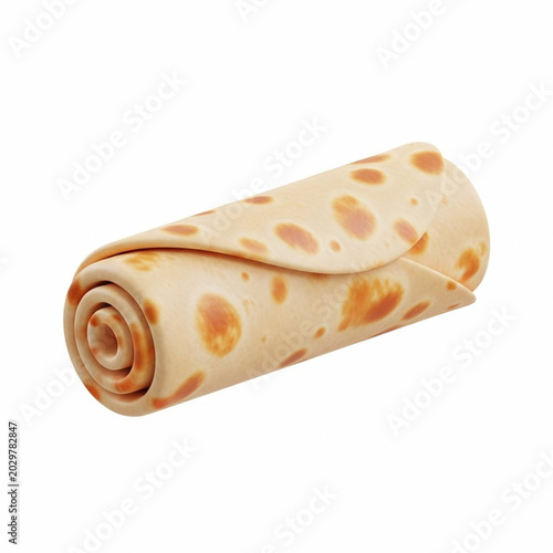 Freshly rolled tortilla wrap with brown toasted spots