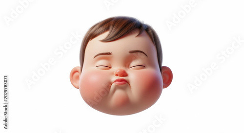 Adorable 3d cartoon baby face with chubby rosy cheeks