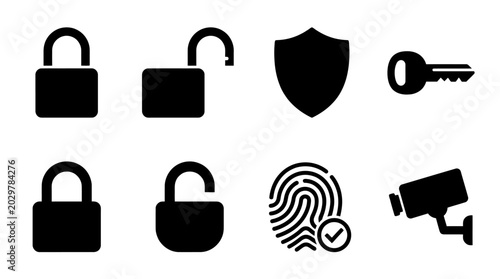 Konstfotografi Security icons with locks and shield.