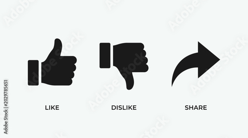 Tableau sur toile Social media icons like dislike share.