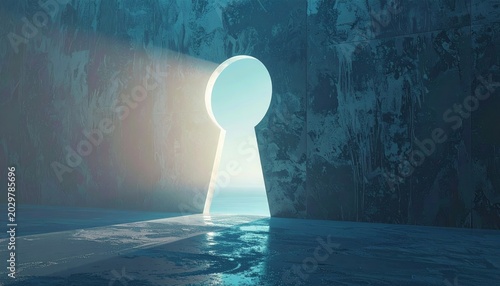 Keyhole Doorway Revealing a Bright Unknown World