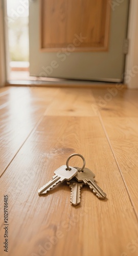 House keys on floor near open door