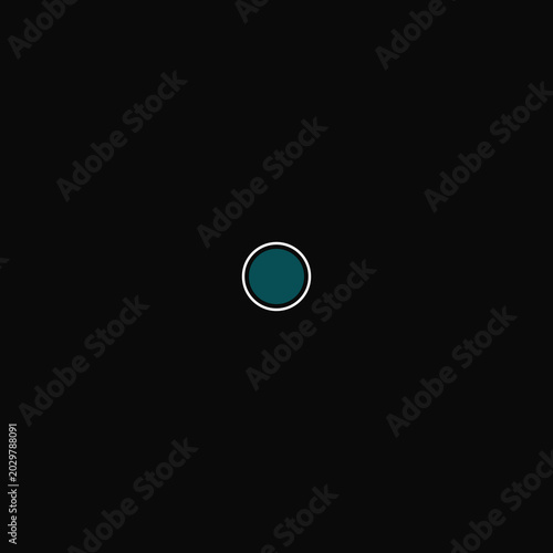 Minimalist dark teal circular icon with white outline centered on a black square background illustration