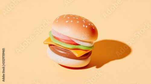 3D burger illustration for fast food advertising and modern restaurant branding concepts. Stylish hamburger render ideal for menus, delivery apps, posters and social media design.