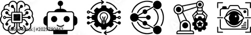 Artificial Intelligence Technology Icons. Vector