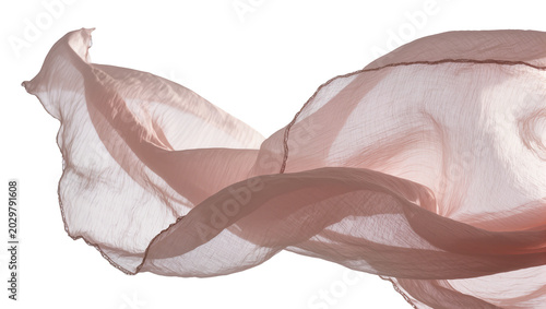 Photos Flowing sheer pink fabric with dark trim, isolated on transparent background