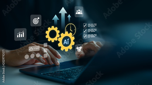 Fotografie AI workflow automation supporting enterprise productivity, intelligent business