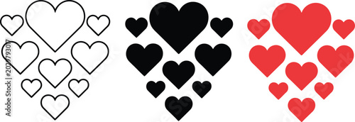 Bild auf Leinwand Arrangement of hearts vector illustration