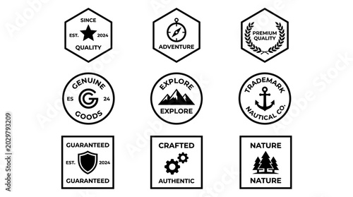 Bild auf Leinwand Black and white quality labels set.