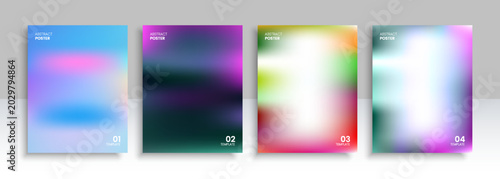 Set of four abstract blurred gradient background poster templates