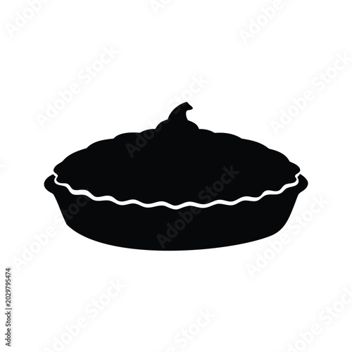 Fotografi Delicious pie with flaky crust and sweet filling, silhouette vector illustration