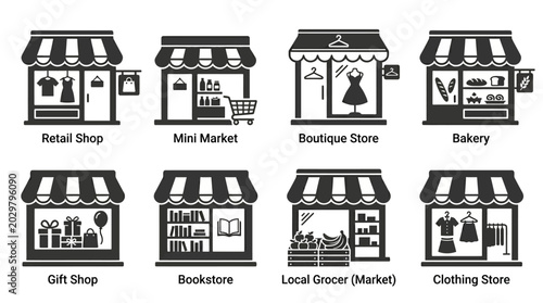 Photography A vibrant street scene showcasing various retail shops including a bakery, books