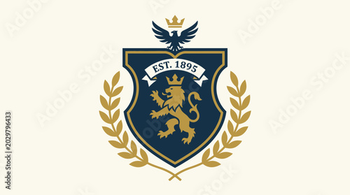 Foto Vintage coat of arms featuring a lion and eagle, symbolizing strength and herita