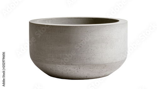 Billede på lærred Minimalist concrete planter pot with textured surface, isolated on transparent b